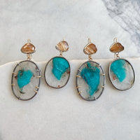 Amazonite in Quartz Earrings with Rutilated Quartz